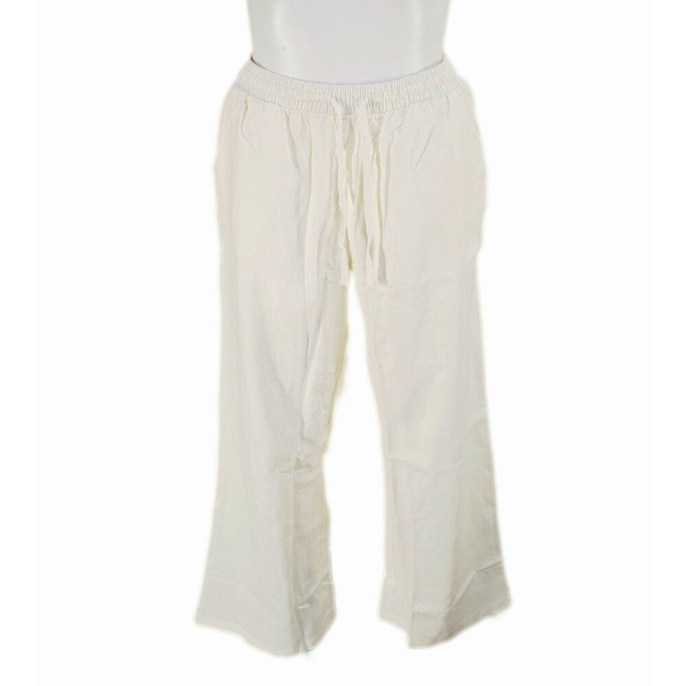 Linen Blend VTG Wide Leg Pants High Rise Women's Size XL Elastic Waist 173667 - Picture 3 of 14